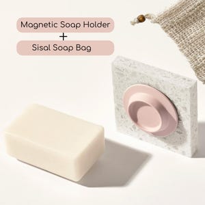Rosa Magnetischer Seifenhalter, zur Wandmontage - Hergestellt aus recycelten Fischernetzen - Umweltfreundlicher Seifenhalter - Natürliche Sisal Seifentasche