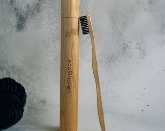 Bamboo Toothbrush Travel Case - Eco-Friendly - Plastic Free - For Adult & Child - Vegan - Natural- Biodegradable - Travel Gift