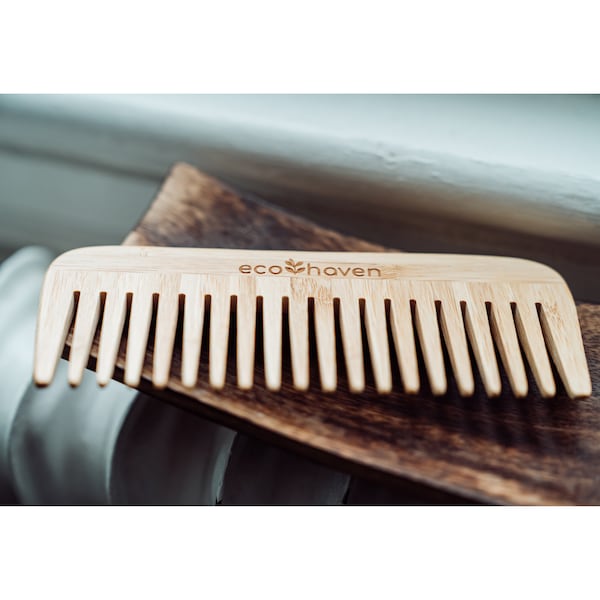 Detangler Comb - Wide Tooth - Bamboo Comb - For All Types of Hair - Recyclable Packaging - Natural - Gift for Her