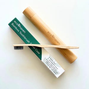 Bamboo Toothbrush Travel Case - Natural Toothbrush Holder - Eco-Friendly - Plastic Free - For Adult & Child - Vegan - Biodegradable