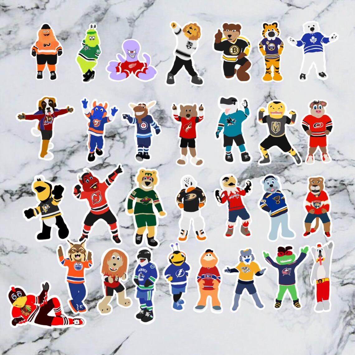 NHL Mascot Stickers Etsy