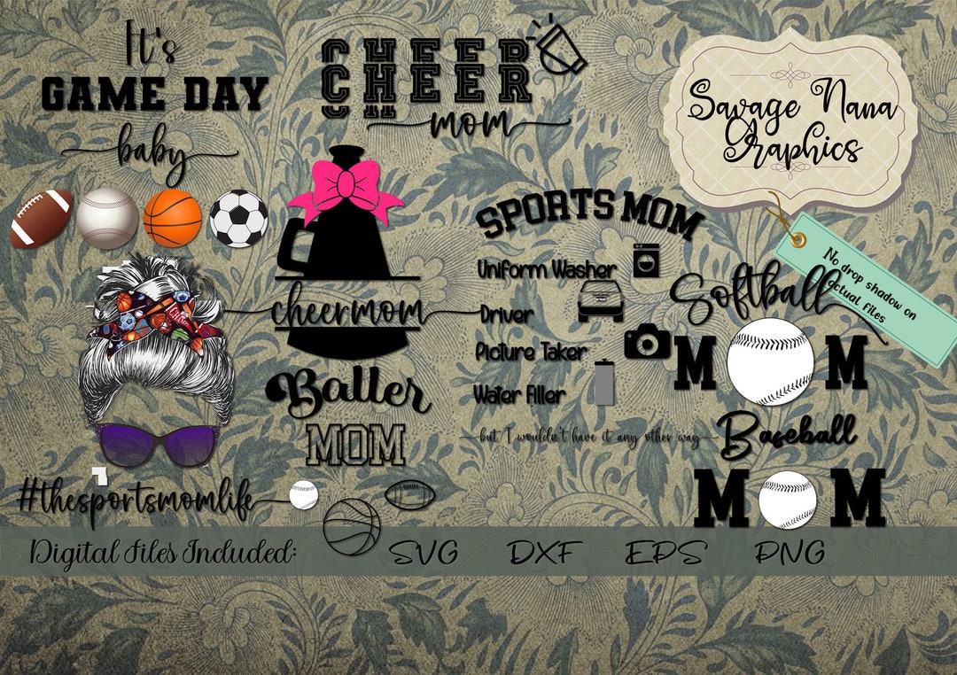 Sports Mom Cut File Bundle Svg Eps Dxf Png Commercial Use Allowed Read ...