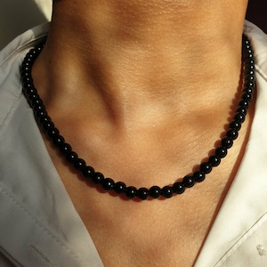 Black Pearl Necklace, Shell Pearl Necklace Men