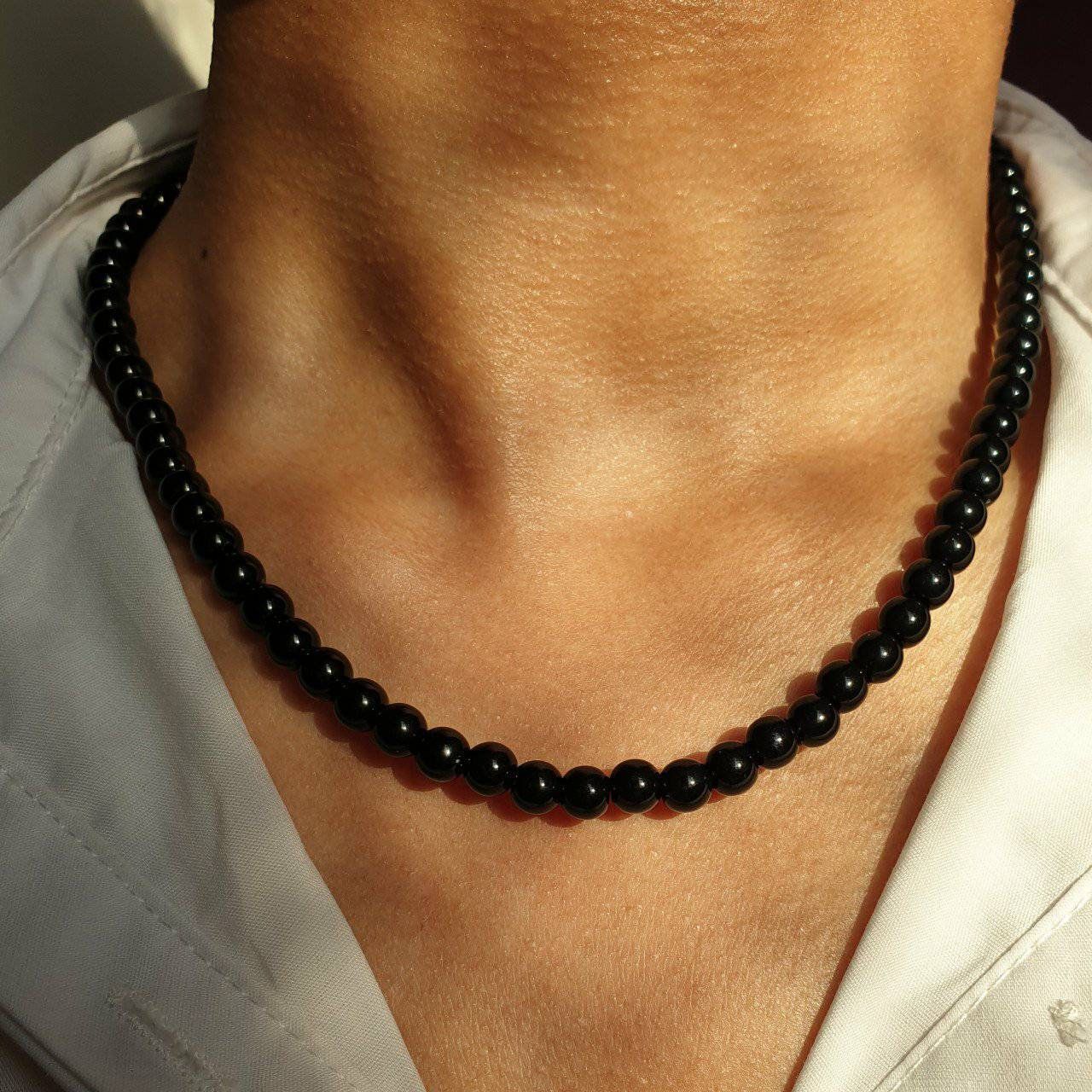 Men s 6mm Black Pearl Necklace Etsy