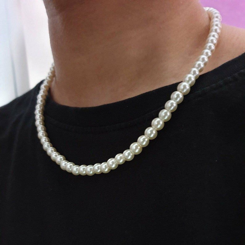 Ivory 6mm Glass Pearl Necklace For Men/Women 