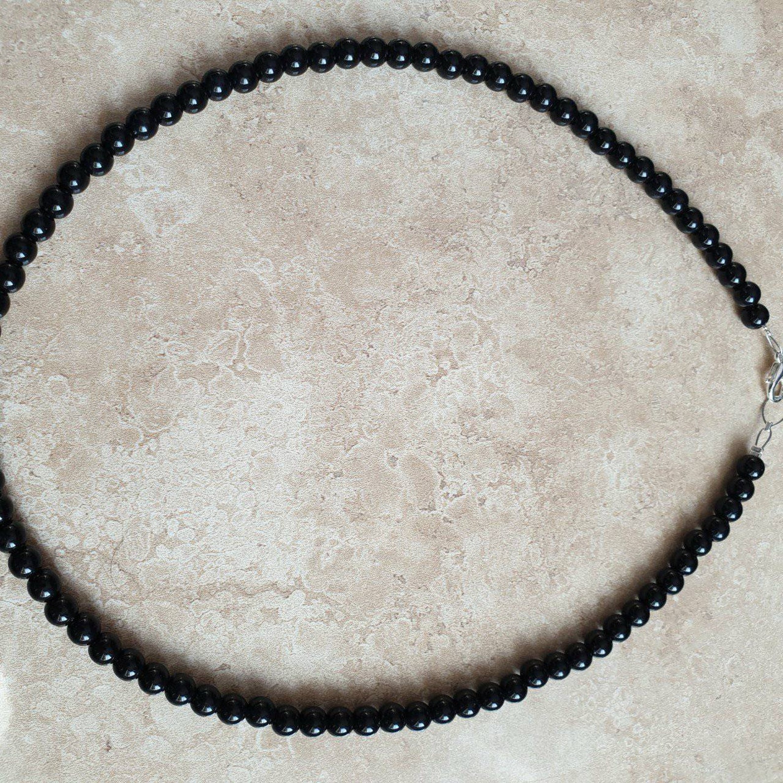 Men's 6mm black pearl necklace Etsy