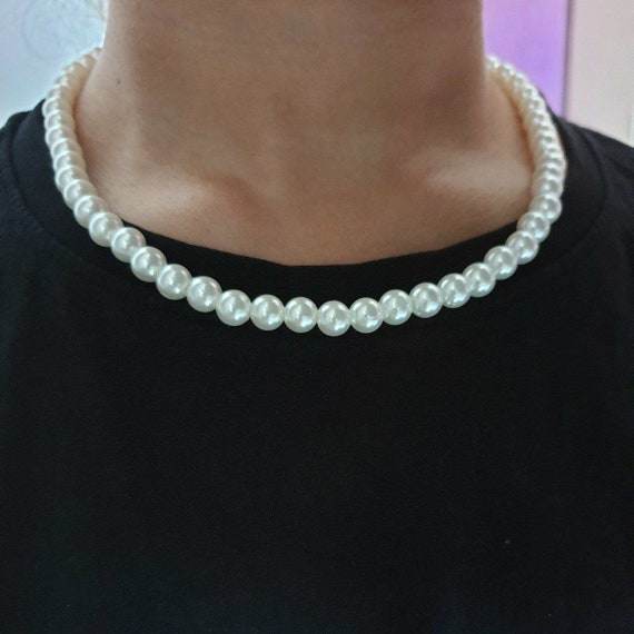 Paired Layered Neck Chains Pearl Choker Necklace for Men Cuban Chain Pearl  Beads Collar Necklace Mens Hiphop Punk Neck Jewellery - AliExpress