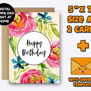 Printable Birthday Card, Downloadable Birthday Card, Digital Birthday ...