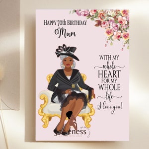 Black Mum Card, Afro Caribbean, Black People Cards, Black Mom Birthday Card, Diverse Cards, Ethnic Card, Women's Birthday Card, Card for Mum