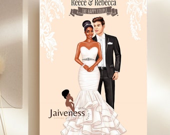 Interracial Couple, Biracial Couple, Personalised Wedding Card, Newly Married Couple Card, Congratulations, Wedding Gift Card, Mr & Mrs Card