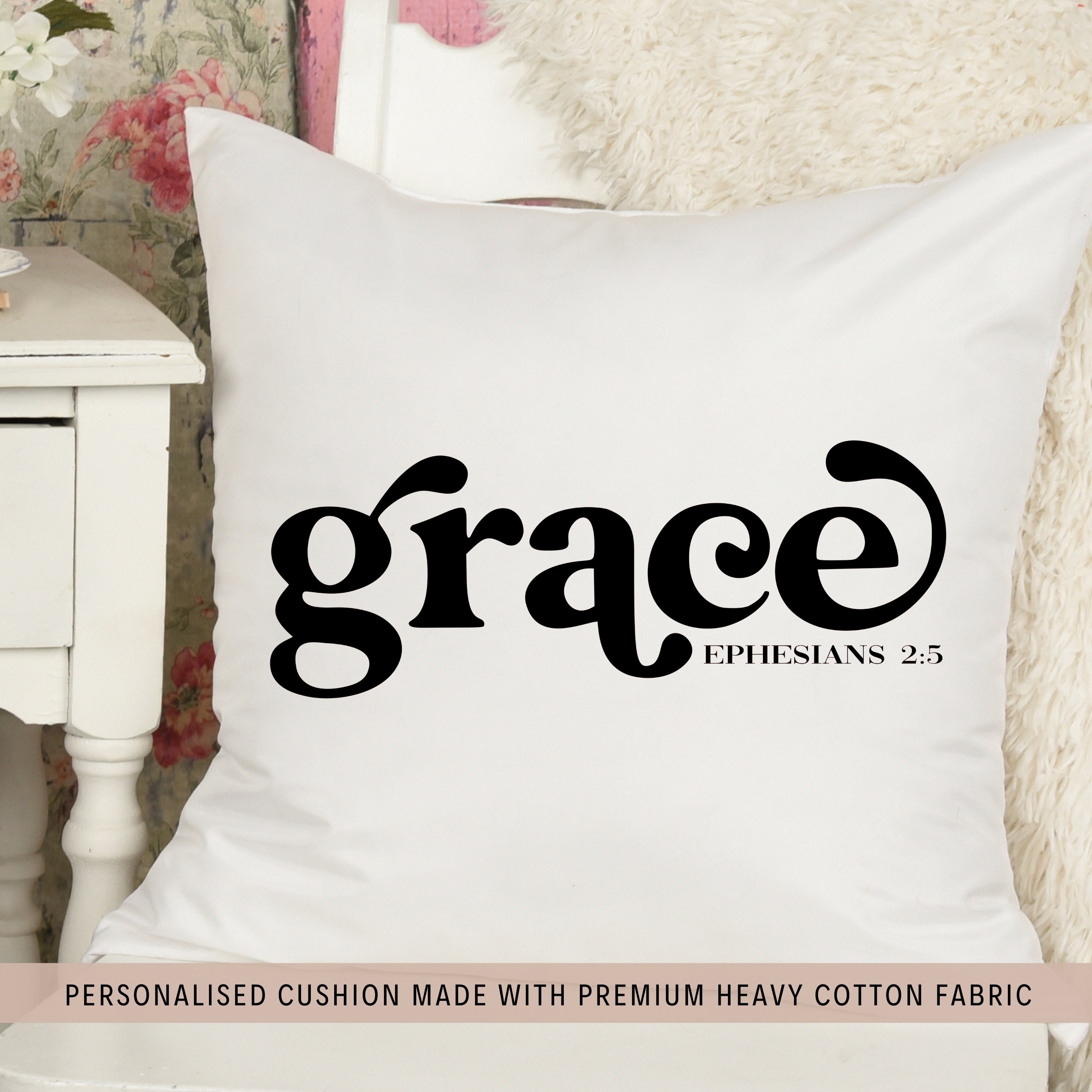 Religious Throw Pillow Grace Cushion Housewarming Gift Home Etsy