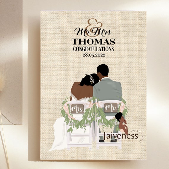 Wedding Keepsake Card, Mixed Couple Wedding Day Card, Personalised Wedding Card, Newly Married Couple Greeting Card, Congratulations Card