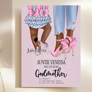Personalised Will You Be My Godmother, Christening Card, Godparents Proposal, Godmother Proposal Gift, Christening Card, African Caribbean