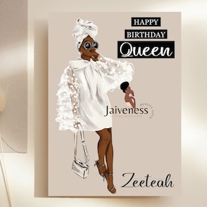 Black Woman Birthday Card, Black Girl, Personalised Birthday Card, Afrocentric Cards, African Queen, African Caribbean, Diverse, Ethnic Afro