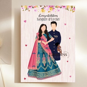 Personalised Asian Wedding Card, Hindu Wedding Card, Personalised Wedding Card, Desi Muslim Asian Wedding Card, Congratulations Card