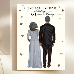 Wedding Anniversary Card, Couple Card, 30 Years Married, Personalised Anniversary Card, Black Love Wedding Card, Black Couple, Ethnic Cards image 1