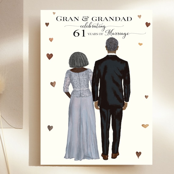 Wedding Anniversary Card, Couple Card, 30 Years Married, Personalised Anniversary Card, Black Love Wedding Card, Black Couple, Ethnic Cards