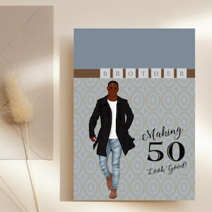 Birthday Card, Black Man Card, Personalised Birthday Card, 30th, 40th, 50th Greeting Card, Brother, Friend, Male Birthday Card, Gift For Him