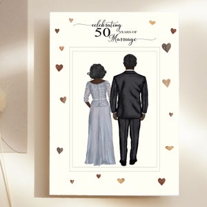 Wedding Anniversary Card, Couple Card, 30 Years Married, Personalised Anniversary Card, Black Love Wedding Card, Black Couple, Ethnic Cards image 2