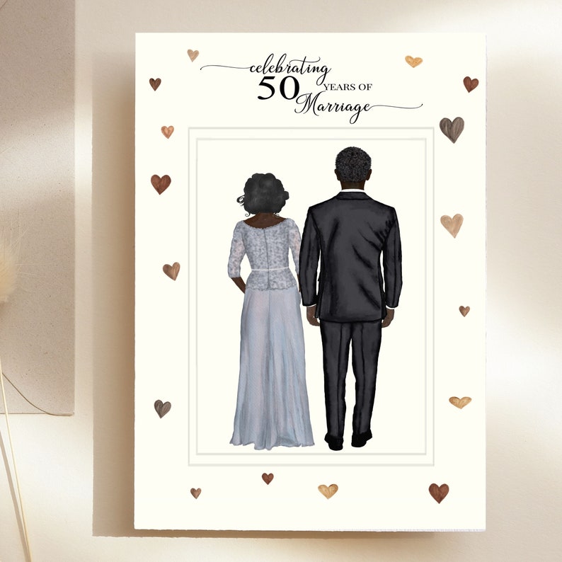 Wedding Anniversary Card, Couple Card, 30 Years Married, Personalised Anniversary Card, Black Love Wedding Card, Black Couple, Ethnic Cards image 2