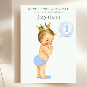Happy 1st Birthday To A Very Special Little Boy, Personalised 1st Birthday Card For Boy, Baby Boy, Size A5, Large A4, New Baby, New Baby Boy