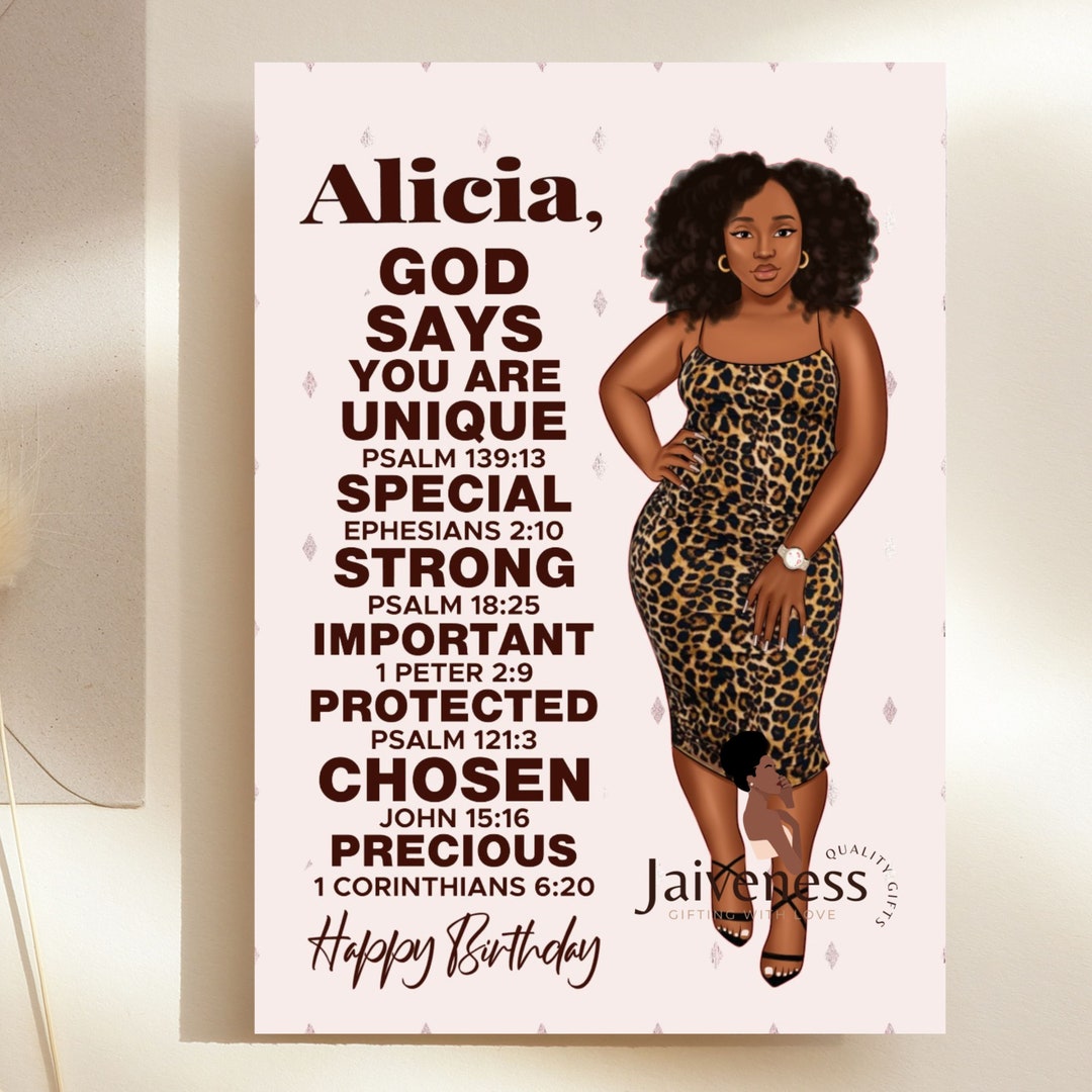 Christian Birthday Card, Black Cards, Black Girl Card, Christian Card
