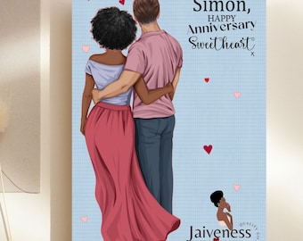 Interracial Card, Anniversary Card, Biracial Card, Engagement Card, Interracial Couple, Biracial Couple, Mixed Couple, Valentine's Day Card