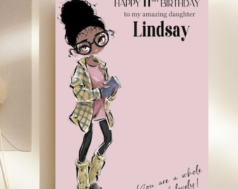Black Girl Birthday Card, Black Teen Card, Black Girl Magic, Afro Caribbean Card, Afro Cards, Ethnic Cards, Afrocentric Cards, Diverse Cards