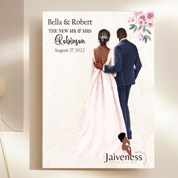 Keepsake Wedding Card, Black Couple Wedding Card, Personalised Wedding Card, Newly Married Couple Greeting Card, Congratulations Wedding