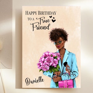 True Friend Card, Black Woman Birthday Card, Diverse Cards, Black Female Birthday Cards, Ethnic Cards, Women's Birthday Card