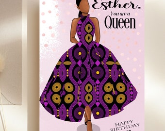 Black Queen Card, Birthday Queen Card, You are a Queen, Black Birthday Card, Ethnic Card, Black Women, Melanin, African American, Afro Cards