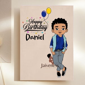 Black Son Card, Black Boy Birthday Card, School Friend Card, Godson Card, Personalised Birthday Card, Afro Greeting Card, Afro Caribbean