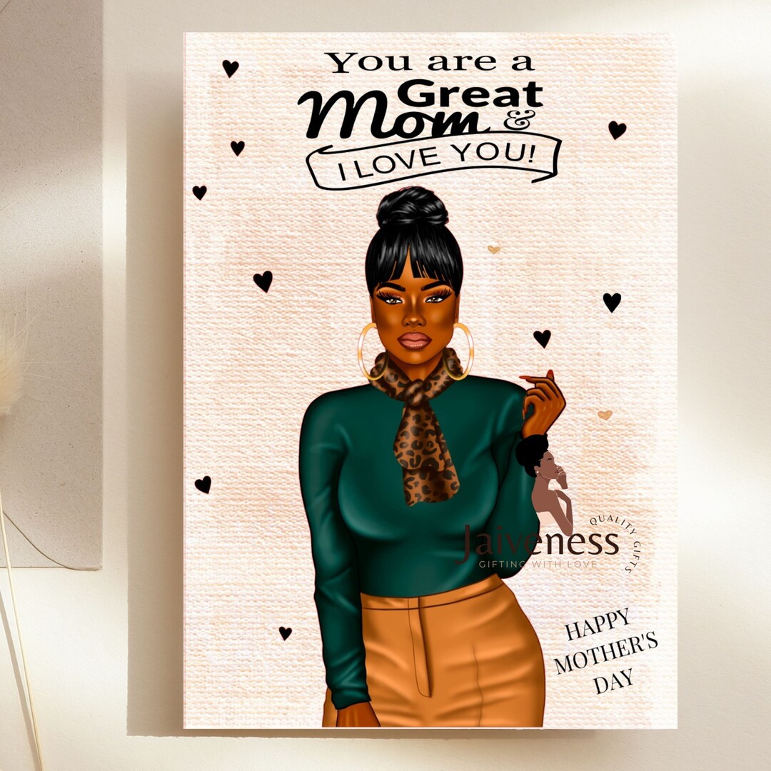 Black Mother's Day Cards, Black Mum Card, Black Mom, African American ...
