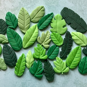 26 edible fondant jungle leaves, jungle party dinosaur