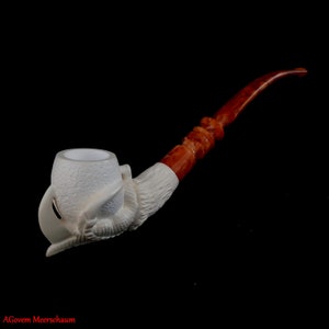AGovem Handgeschnitzte Churchwarden Eagle Claw Meerschaum Pfeife, Geschenk für Ihn, Türkische Meerschaum Tabakpfeife Pipa, Custom Order Pipe, AGM1444