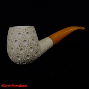 AGovem Lattice Billiard Block Meerschaum Pipe, Gift for Him, Meerschaumpfeifen, Handcarved Tobacco Pipe, Custom Order Pipe, AGM-1238