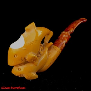 AGovem Handcarved Shark Block Meerschaum Pipe, Gift for Him, Meerschaumpfeifen, Turkish Meerschaum Tobacco Pipe, Custom Order Pipe, AGM-1404