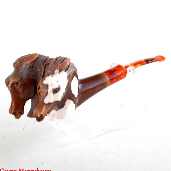 Agovem Two Horses Meerschaum Pipe, Handcarved Smoking Pipe, Turkish Tobacco  Bowl, Handmade Tobacco Pipa, Tobacco Pipe AGM-717