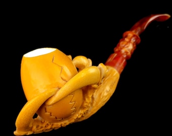 AGovem Dragon Eagle Claw Pipe, Regalo para él, Meerschaumpfeifen, Pipa de tabaco Meerschaum turca tallada a mano, Pipa de pedido personalizado, AGM-1405