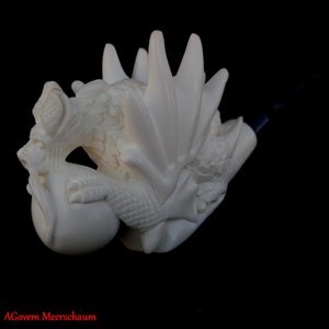 Handcarved Dragon Block Meerschaum Pipe, Gift for Him, Meerschaumpfeifen, Turkish Meerschaum Tobacco Pipe, Custom Order Pipe, AGM-1397