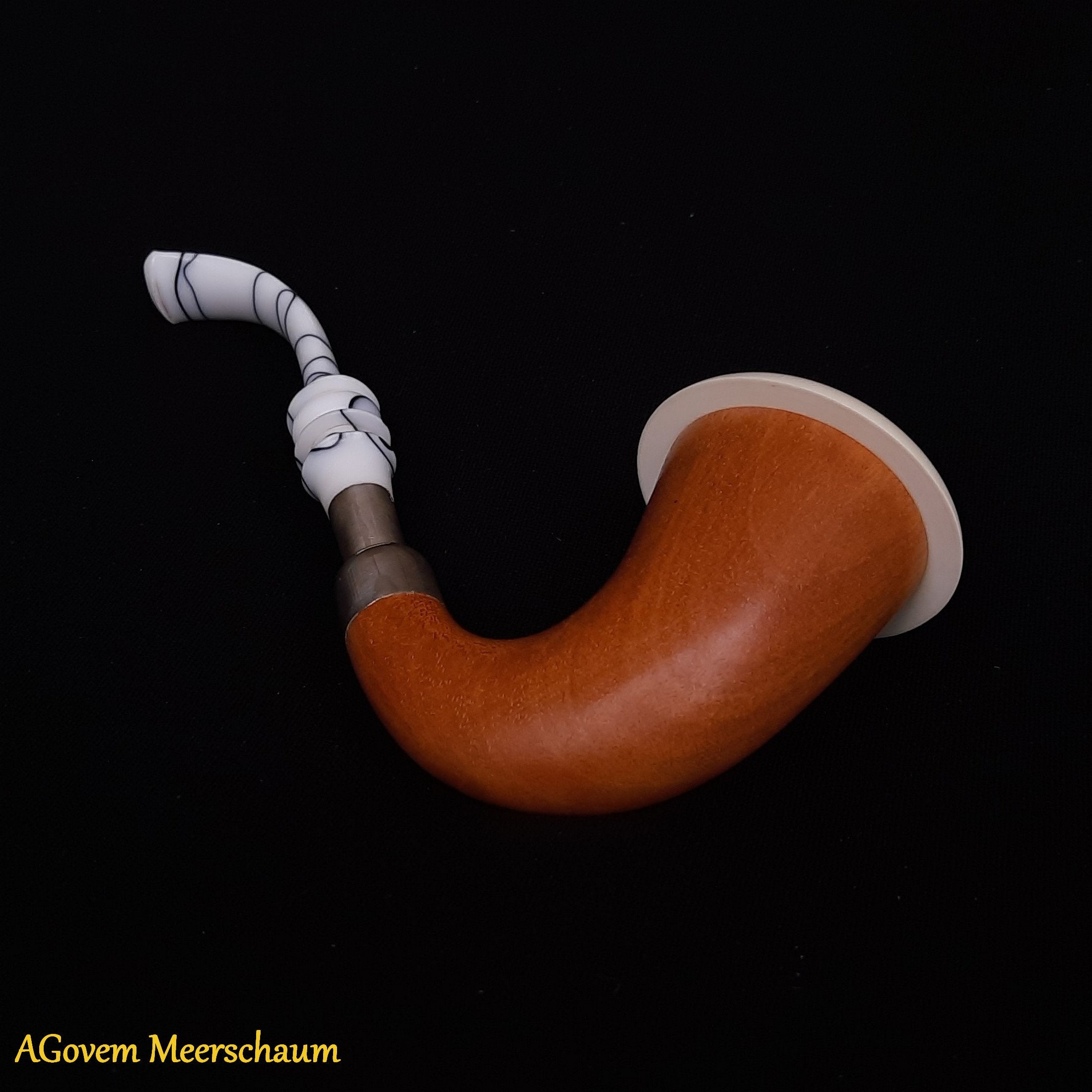 Mahogany Calabash Block Meerschaum Pipe 925 Silver Spigot Etsy