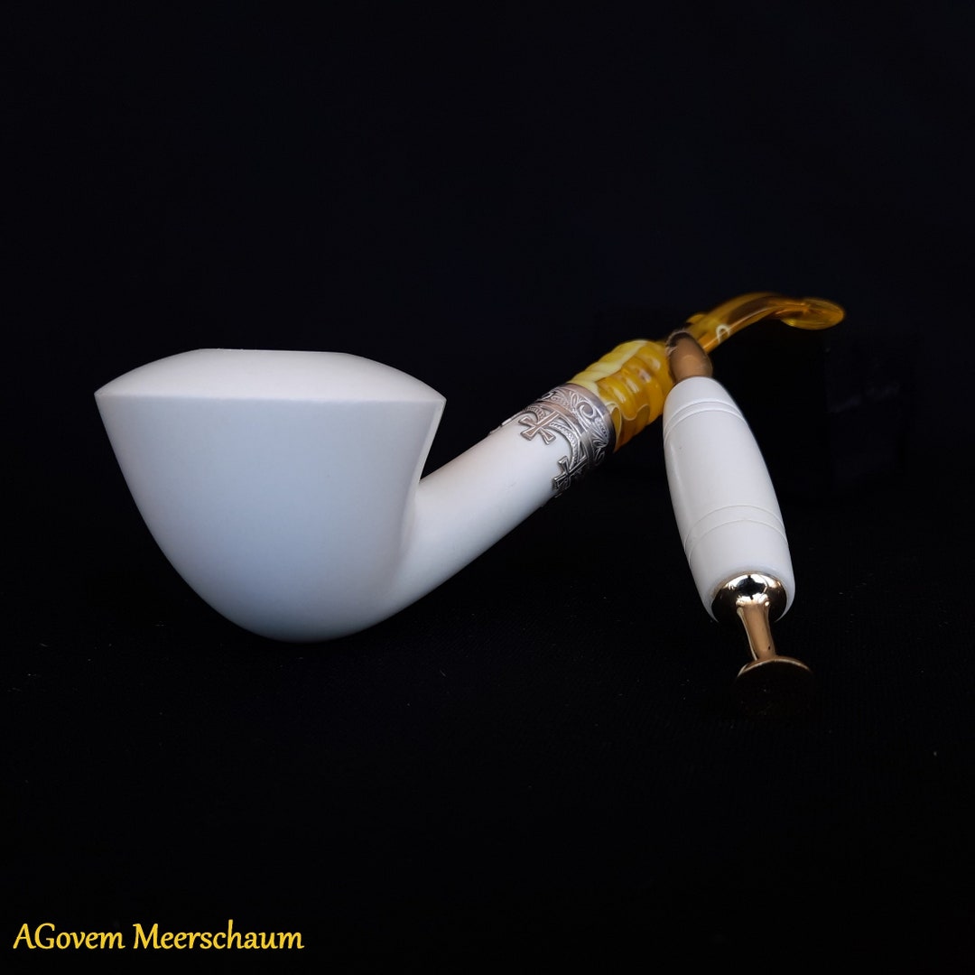 Calabash Meerschaum Pipe From Turkey, Block Meerschaum, Hand Carved Meerschaum Pipe, Turkish