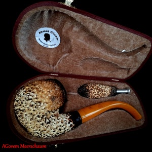 AGovem Rustik Full Bent Meerschaum Pipe,  Gift For Him, Hand Carved Pipe, Meerschaumpfeifen, Pipe En écume De Mer, Tobacco Pipe AGM-1071