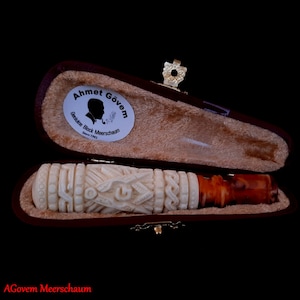 Porte-cigarette maçonnique Meerschaum sculpté à la main, franc-maçonnerie, franc-maçon, Manly Hall, Albert Pike, freemasonry Antiques AGovem Pipe, AGM-626
