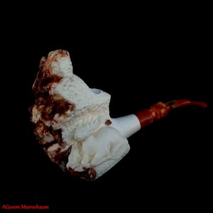 Handcarved Deer Block Meerschaum Pipe, Gift for Him, Meerschaumpfeifen, Turkish Meerschaum Tobacco Pipe, Custom Order Pipe, AGM-1396