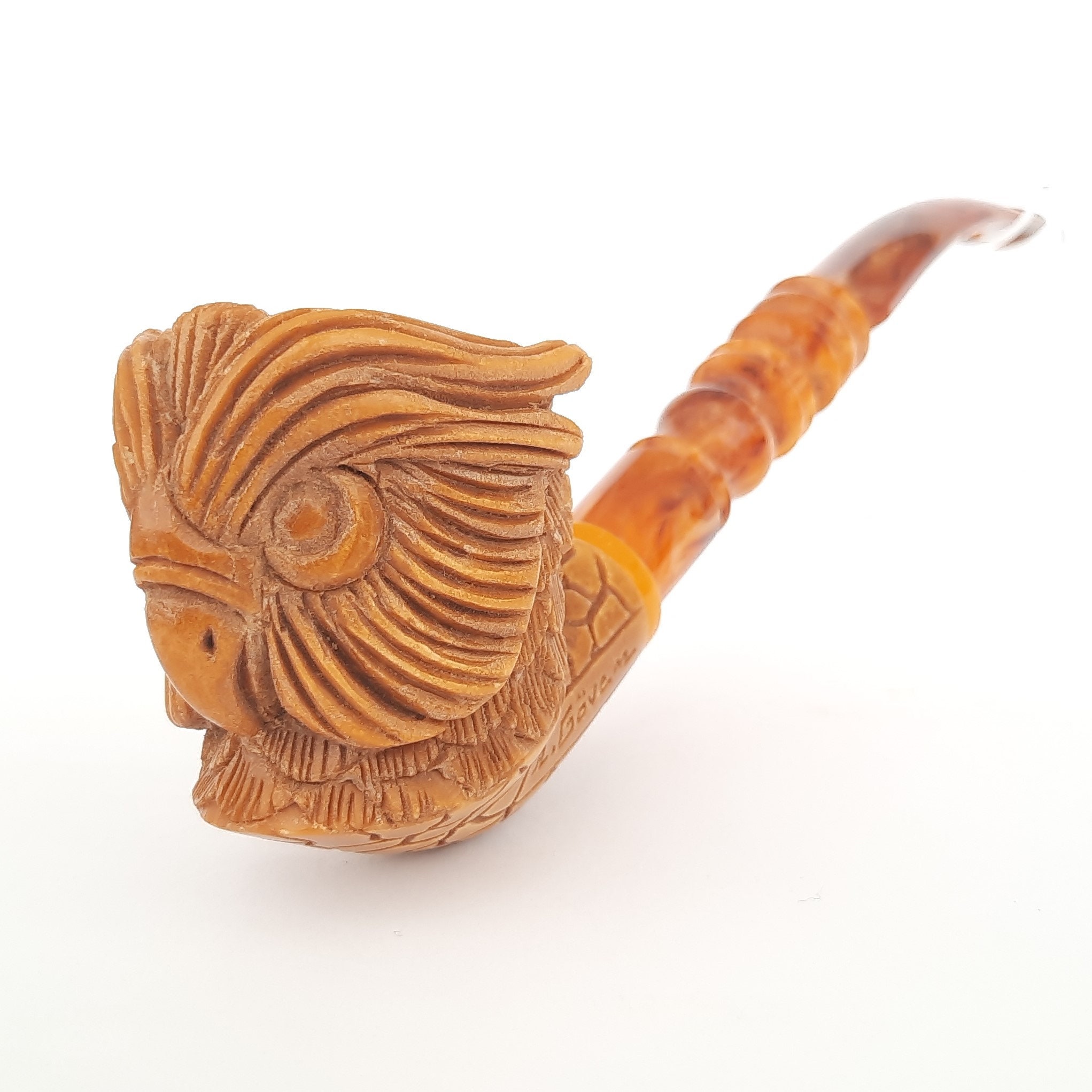 Owl Block Meerschaum Pipe, Handmade Smoking Pipe, Custom Made Pipe, Tobacco Bowl, Poker Meerschaum P