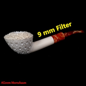 9mm Rustik Meerschaum Pipe, Gift For Him, pipa de espuma de mar, pipa di schiuma di mare, Meerschaumpfeifen, pipe en écume de mer, AGM-1092