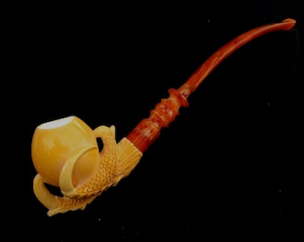 AGovem Dragon Eagle Claw Pipe, Gift for Him, Meerschaumpfeifen, Handcarved Turkish Meerschaum Tobacco Pipe, Custom Order Pipe, AGM-1357
