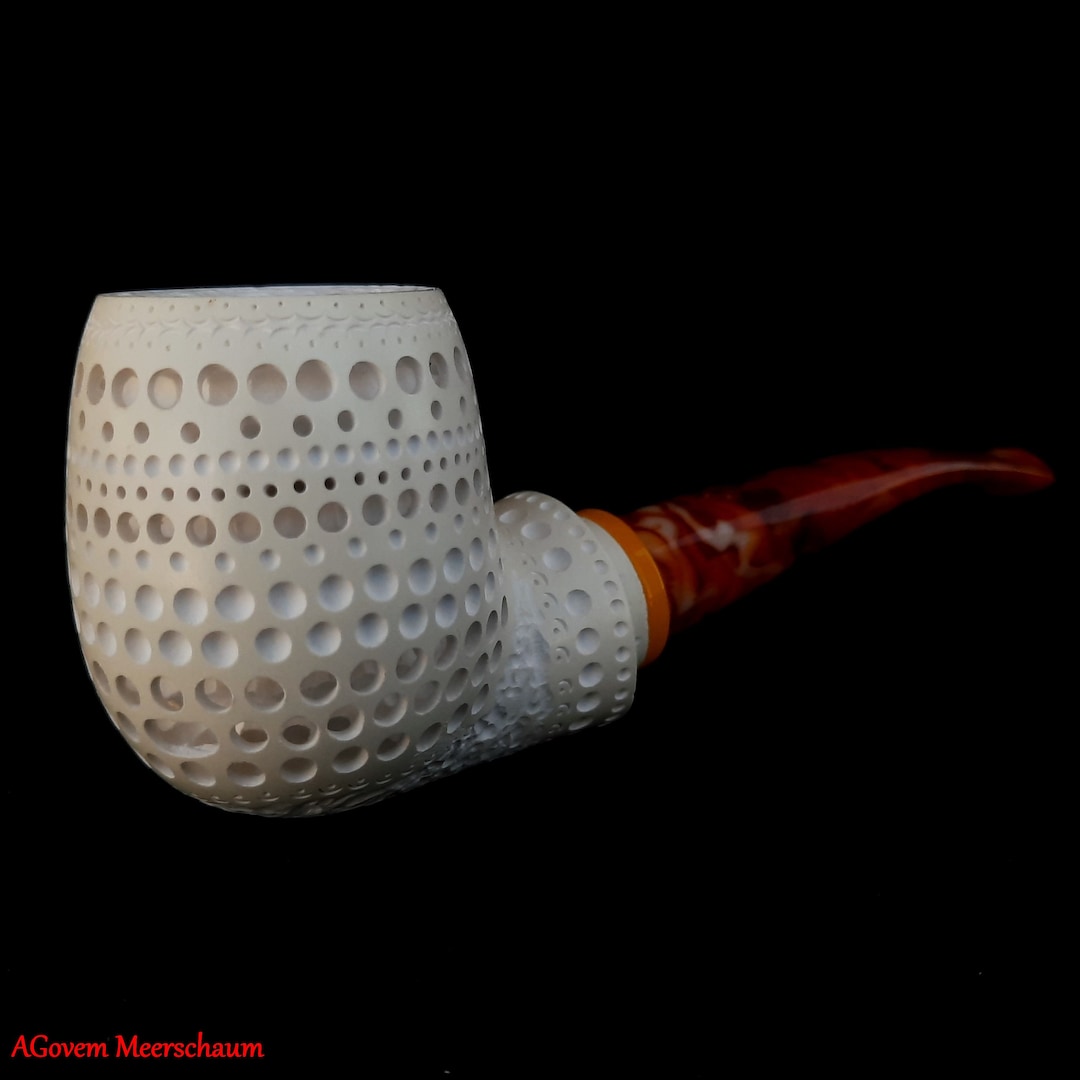 Lubinski Meerschaum Pipe In Floral Sculpted Sea Foam - Foto 7