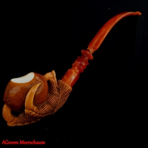 AGovem Dragon Eagle Claw Pipe, Gift for Him, Meerschaumpfeifen, Handcarved Turkish Meerschaum Tobacco Pipe, Custom Order Pipe, AGM-1358